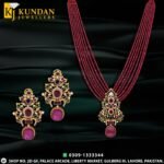 Traditional Gold Necklace Set with Ruby Stones