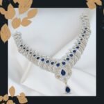 Silver-Tone Necklace with Sapphire Stones