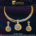 Gold Necklace Set with Crystal Spiral Pendants