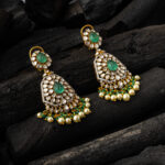 Emerald Polki Chandbali Earrings